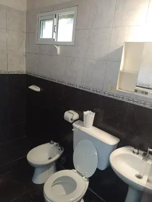 a bathroom with a toilet and a sink at Cabañas Nicasio in Merlo