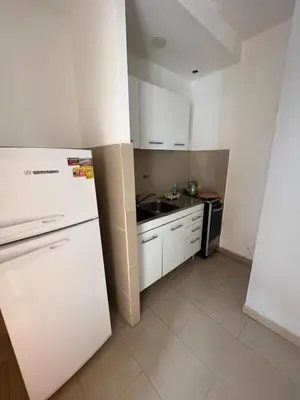 a kitchen with a white refrigerator and a sink at DERC Temporarios in Río Cuarto