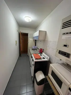a small kitchen with a stove and a sink at Montevideo 20 Bis in Cordoba