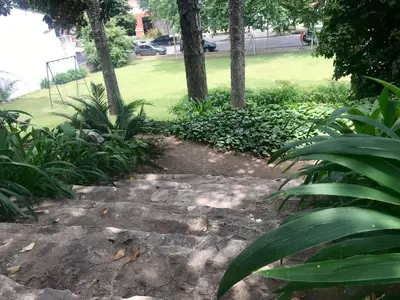 a garden with plants and trees in a park at Departamento Pama in Santa Rosa de Calamuchita
