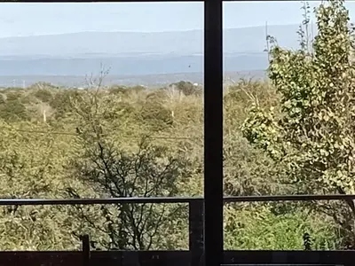 a window with a view of a field of trees at Casa Villa General Belgrano in Villa Ciudad Parque