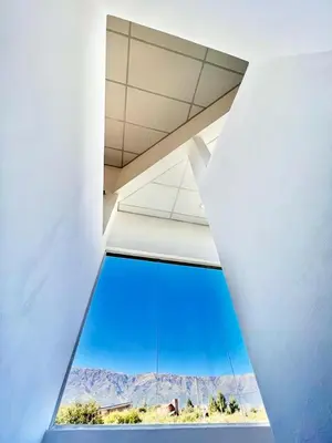 a view of the desert from the inside of a building at Anubis in Merlo
