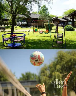 a woman throwing a ball at a playground at Aldea Alentue in Santa Rosa de Calamuchita