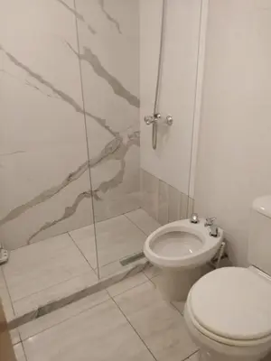 a bathroom with a toilet and a shower at Amplio departamento en Nueva Cordoba - Bv Chacabuco in Cordoba
