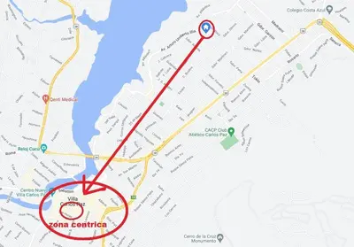 a map of san francisco with a red circle at Castillo Del Lago - Carlos Paz - dep17 in Villa Carlos Paz