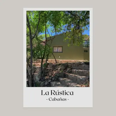 a picture of a house with stairs and trees at La Rústica in La Bolsa