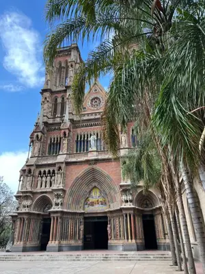 a building with a palm tree in front of it at SUPER UBICACIÓN NUEVA CÓRDOBA in Cordoba