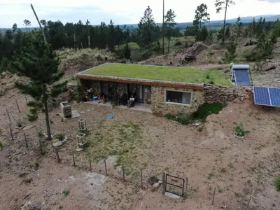 a house with a green roof on a hill at Cabana Villa Alpina in Villa Alpina