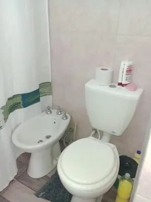 a bathroom with a white toilet and a sink at Fenix in Alto de la Piedra