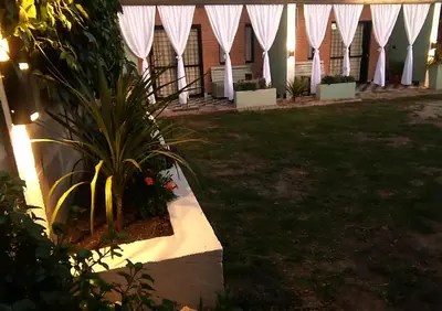 a plant in a yard next to a building at Sierras Alojamiento SUITE in Mina Clavero