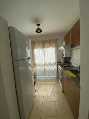 a kitchen with a white refrigerator and a window at SANTA ROSA in Cordoba