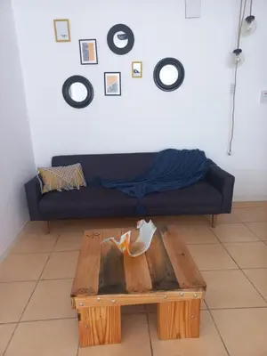 a living room with a couch and a coffee table at DEPARTAMENTO ANTIGUA CERVECERIA in Cordoba