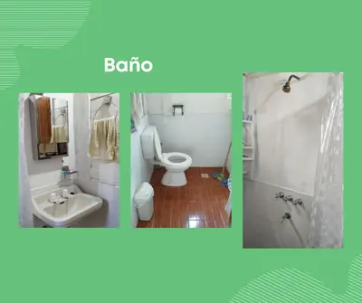 two pictures of a bathroom with a toilet and a sink at Cabaña Mateo in Cordoba