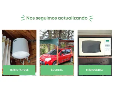 a collage of pictures of a car and a microwave at Cabaña Mateo in Cordoba