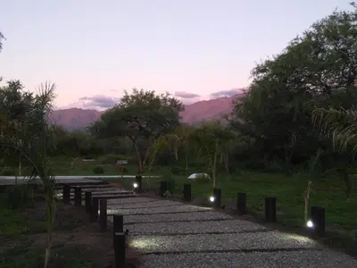 a pathway with lights on the side of a road at La Comarca Loft in San Javier