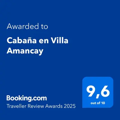 a screenshot of a cell phone with the text awarded to calantaan villa at Cabaña en Villa Amancay in Villa Amancay