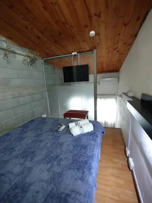 a bedroom with a bed with a tv on the wall at Duplex-Loft in Cordoba